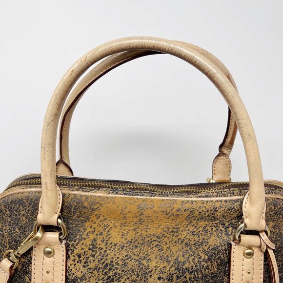 Michael Kors Brown Ultra Distressed Satchel Leather Bag Zip Top Crossbody Strap - Picture 7 of 16